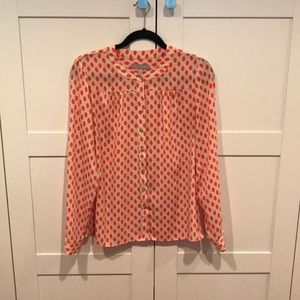 Banana Republic red and white polka dot blouse